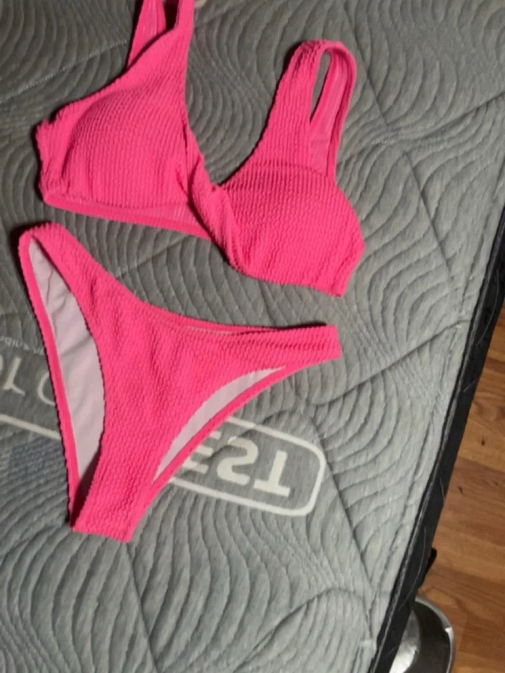 SHEIN Bright Neon Pink Textured Bikini Set